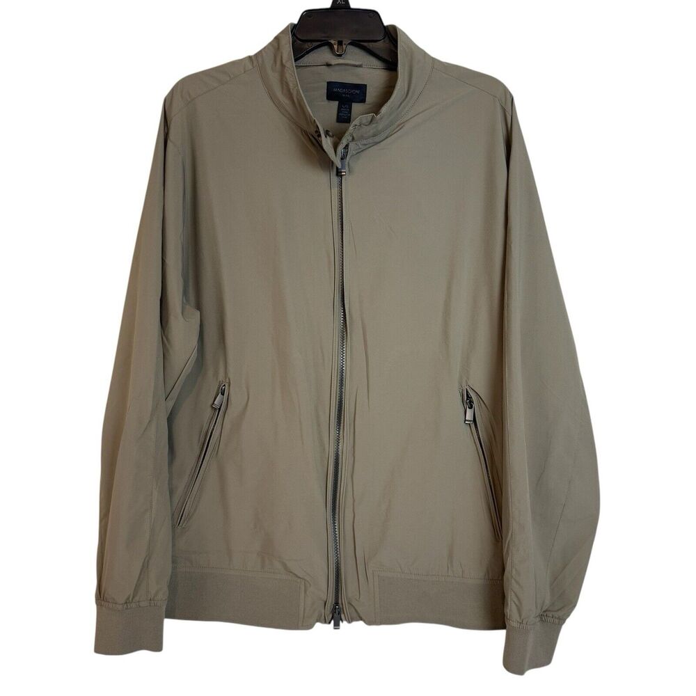 MAGASCHONI MAN NWT Men’s L Full Zip Bomber Lightweight Jacket Packable Tan Khaki